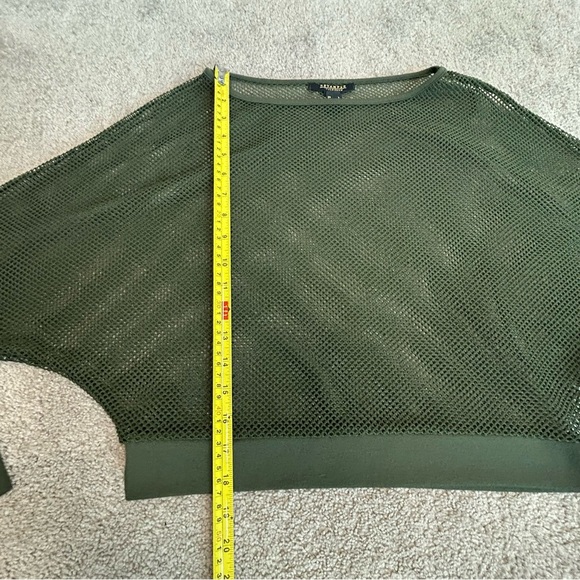 Revamped Olive Forest Green Sheer Mesh Women Sweatshirt Top L Long Sleeve - Picture 6 of 11